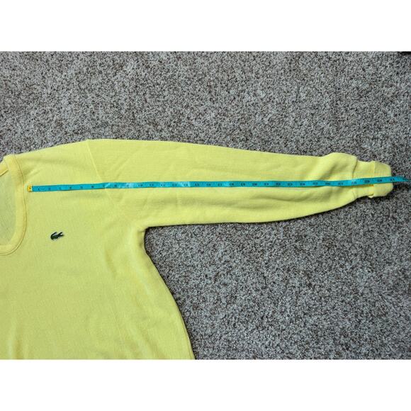 Vintage 80's IZOD Lacoste Men's Sweater, size Large, Bright Yellow; V-neck - Picture 7 of 9